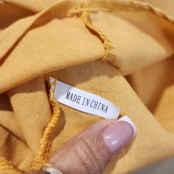 DAYOU women's Yellow Mustard Button Down Shirt size M NWT - Picture 10 of 12